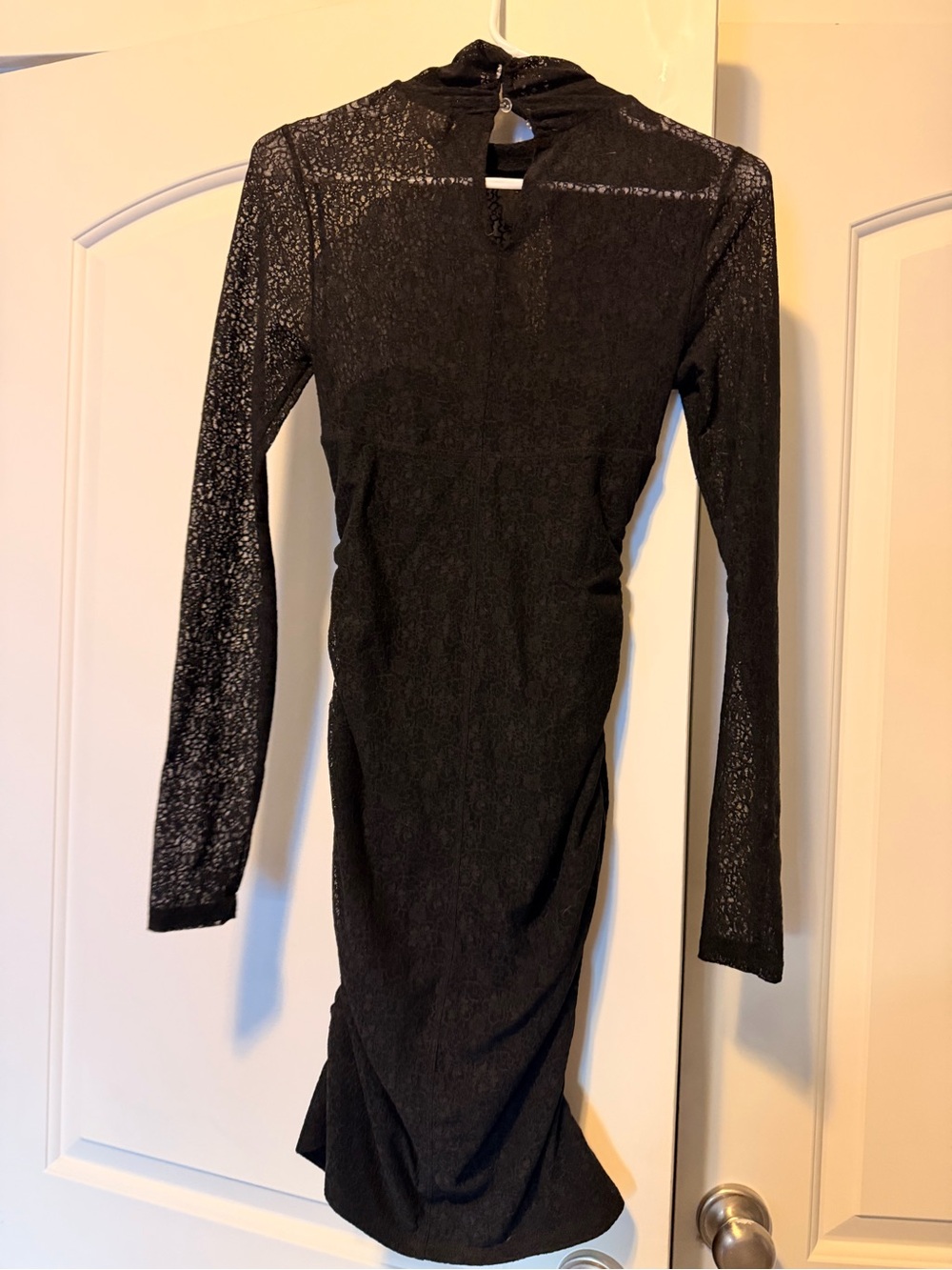 Nordstrom - Open Edit - Black Lace Long-Sleeve Midi Dress